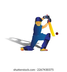 Batsman playing a shot in Cricket with a Ball. Shot is Cover Drive. svg