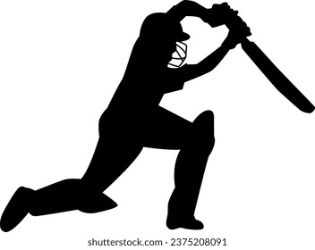batsman playing shot silhouette vector file