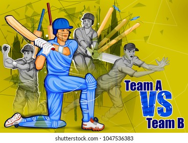 Batsman sports Player playing game of cricket in vector