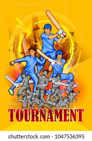 Batsman sports Player playing game of cricket in vector