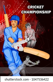 Batsman sports Player playing game of cricket in vector