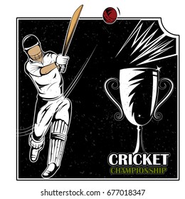 Batsman sports Player playing game of cricket in vector