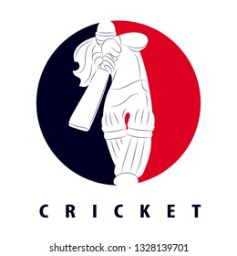 Batswoman playing cricket. Abstract poster for womens cricket. Vector illustration of female cricket. Cricket competition logo.