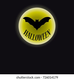 Bats.Yellow moon. Halloween Vector illustration