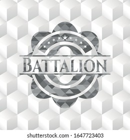 emblema gris del batallón. Retro con fondo blanco de cubo geométrico