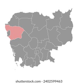 Battambang province map, administrative division of Cambodia. Vector illustration.