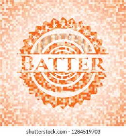 Batter abstract orange mosaic emblem