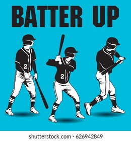 Batter Up Baseball Artwork With Three Batters 