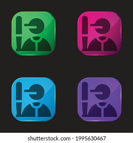 Batter four color glass button icon