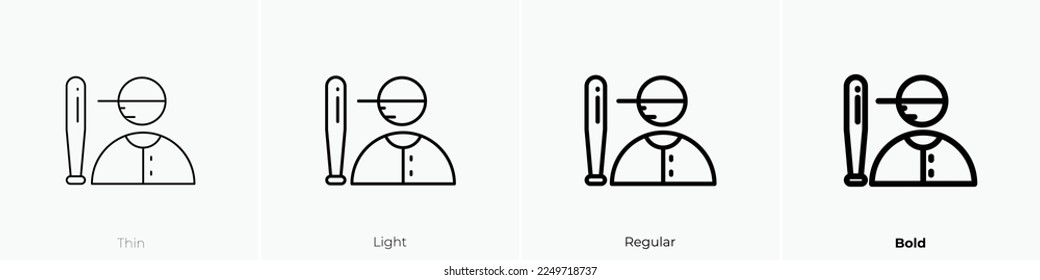 batter icon. Thin, Light Regular And Bold style design isolated on white background