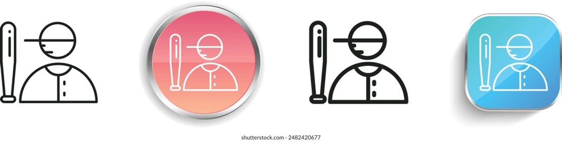 batter icon. Thin Linear, Regular and Button Style Design Isolated On White Background