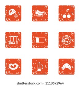 Batter icons set. Grunge set of 9 batter vector icons for web isolated on white background