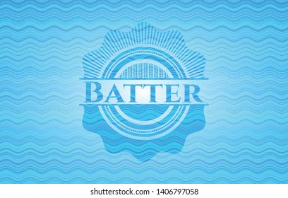 Batter light blue water wave badge. Vector Illustration. Detailed.