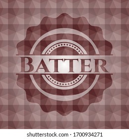 Batter red seamless badge with geometric pattern.