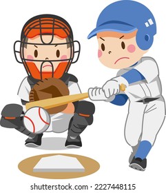 A batter who hits a ball in baseball and a catcher who catches the ball