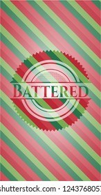 Battered christmas colors emblem.