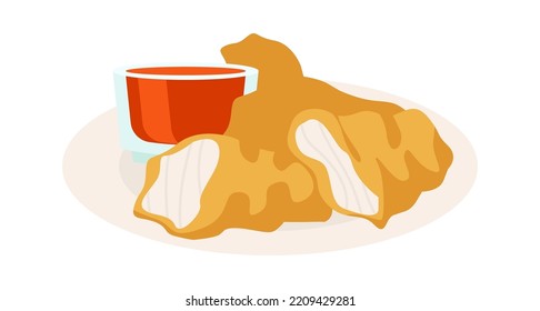 Battered fried chicken plate illustration