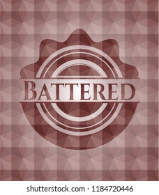 Battered red seamless polygonal badge.