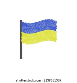 Battered and scratched waving blue yellow state canvas as symbol of war for vector independence