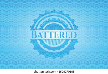 Battered water concept badge. Vector Illustration. Detailed.