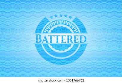 Battered water concept emblem background.