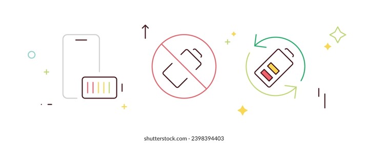 Batteries, car charge, recycle, voltage, phone battery charging, battery life vector illustration.