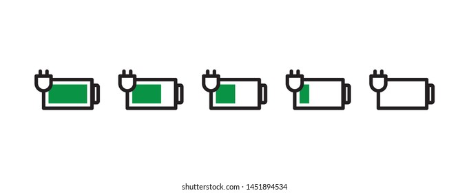 Batteries charging vector icons, Recharge battery symbol.