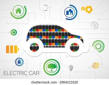 Batteries electric car, vector infographic.