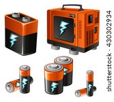 The batteries and generator. Vector illustration.