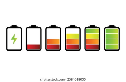 batteries icon, Battery charge indicator. Battery level, energy full vector template