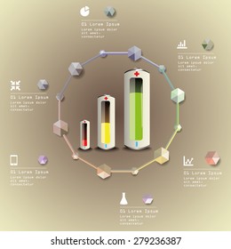 ilustración vectorial del concepto de ecología infográfica de baterías