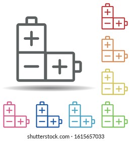 Batteries line vector in multi color style icon. Simple thin line, outline vector of pollution icons for ui and ux, website or mobile application