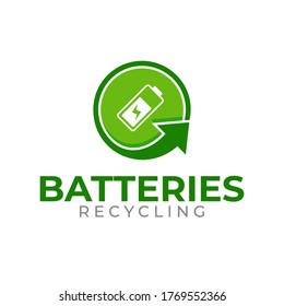 Batteries recycling logo template. Waste battery recycling icon. Separate recycling for batteries. 