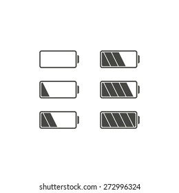 Batteries - set of icons of black color on a white background.