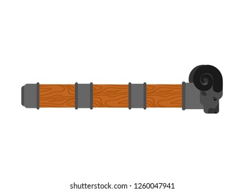 Battering ram isolated. Wall Mounted machine. Roma siege weapon