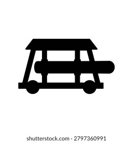 Battering Ram Silhouette Icon for Medieval Siege Warfare