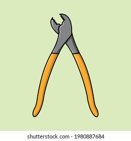 Batterry pliers cartoon vector icon illustration