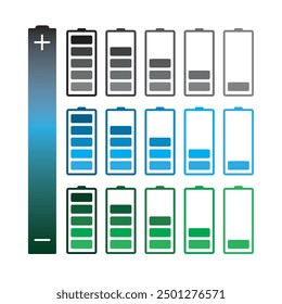 Battery 100% 80% 60% 40% and 20% with gradient color