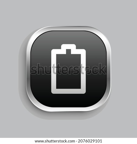 battery 2 line icon design. Glossy Button style rounded rectangle isolated on gray background. Vector illustration