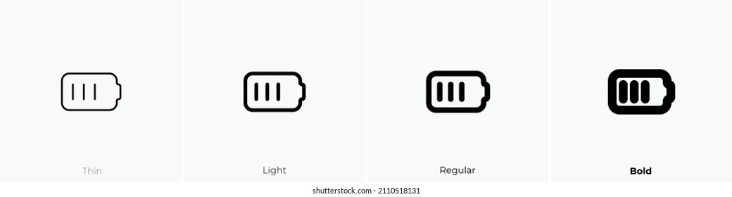 battery 3 icon. Thin, Light Regular And Bold style design isolated on white background