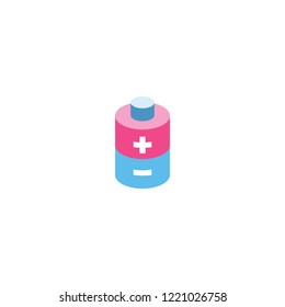 Battery 3D flat isometric icon symbol. Flat creative illustration idea.