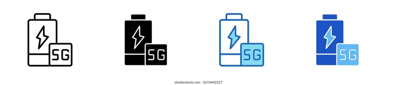 Battery 5G Icon Set Multiple Style Collection