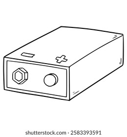 battery 9v illustration hand drawn outline vector