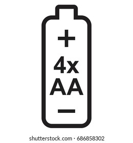 Battery    AA ,Alkaline battery icon vector ,  four batteries sign