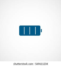 Battery Accumulator Blue Flat Icon On White Background