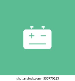 Battery Accumulator Flat Icon On Green Background