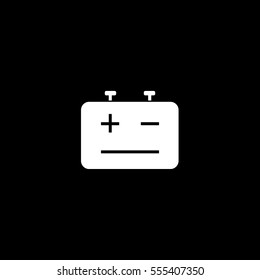 Battery Accumulator Flat Icon On Black Background