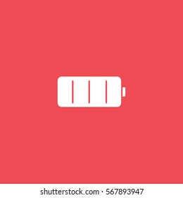 Battery Accumulator Flat Icon On Red Background