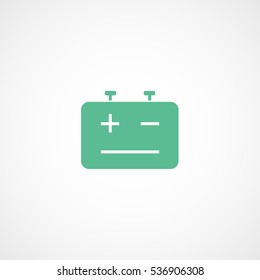 Battery Accumulator Green Flat Icon On White Background