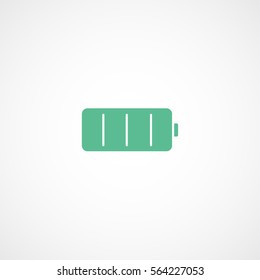 Battery Accumulator Green Flat Icon On White Background